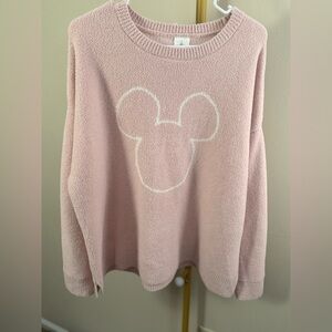 Disney Blush Pink Mickey Mouse Crewneck Sweater Size XL